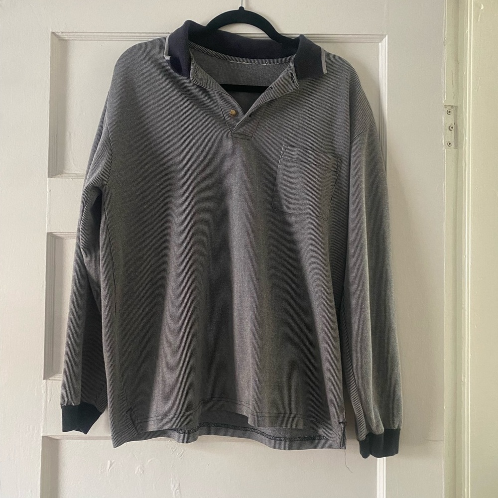 Gray Long Sleeve Polo Shirt